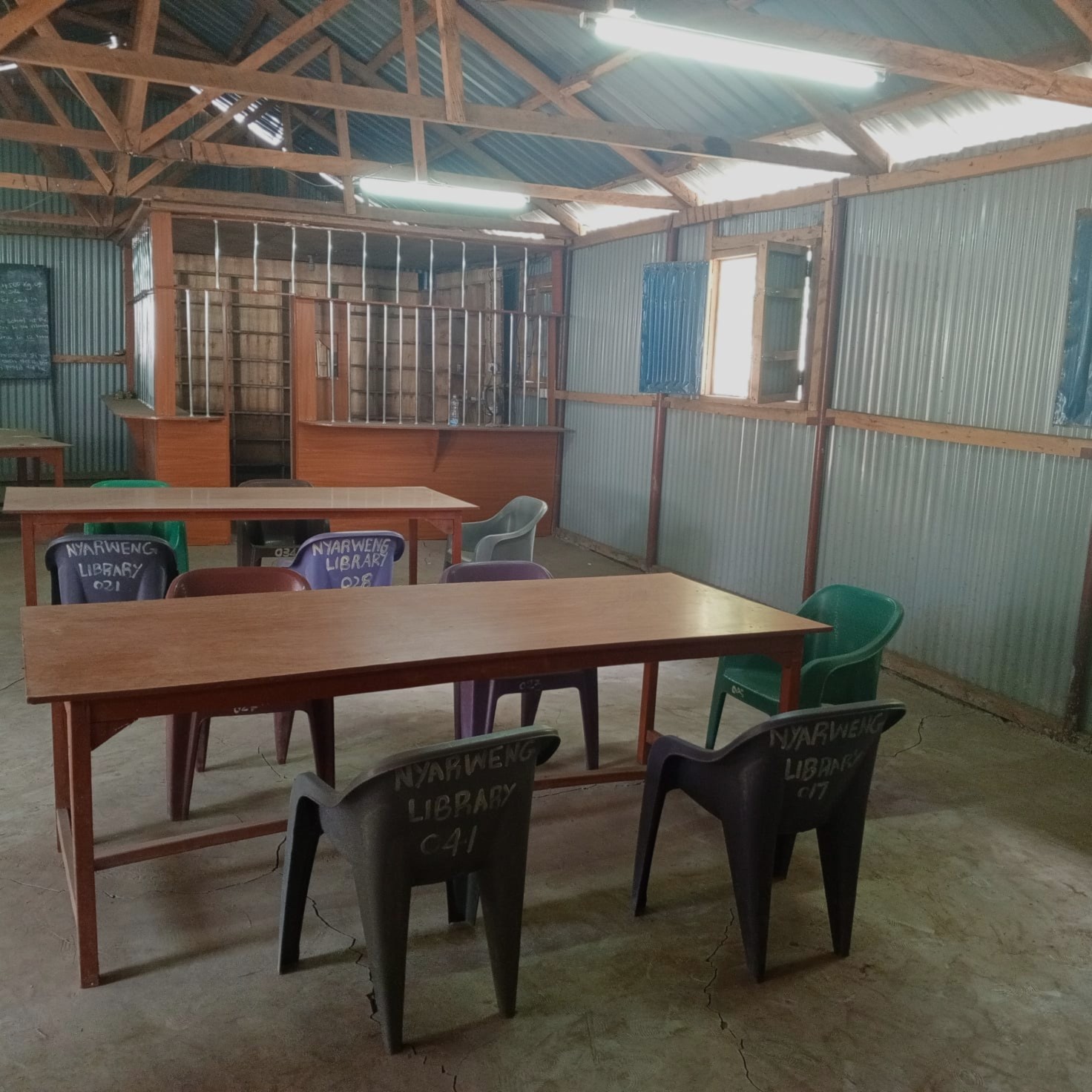 Learning hall with tables and chairs